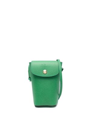 Longchamp logo-embossed leather phone case - Green