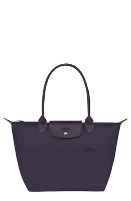 Longchamp Medium Le Pliage Green Recycled Canvas Shoulder Tote Bag in Bilberry