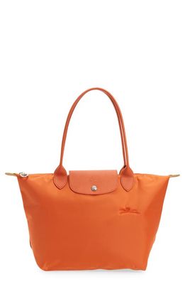 Longchamp Medium Le Pliage Green Recycled Canvas Shoulder Tote Bag in Carrot