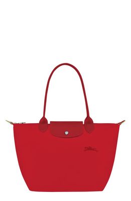 Longchamp Medium Le Pliage Green Recycled Canvas Shoulder Tote Bag in Tomato