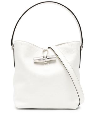 Longchamp mini Roseau Essential leather bucket bag - White