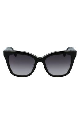 Longchamp Monogram 53mm Rectangle Sunglasses in Black