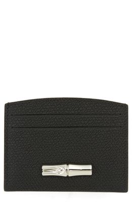 Longchamp Roseau 4-Slot Leather Card Case in Black