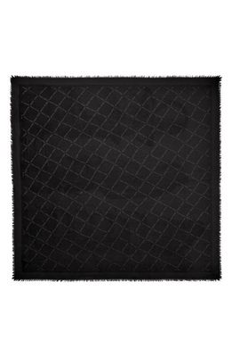 Longchamp Roseau Check Print Silk & Wool Scarf in Black