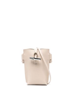 Longchamp Roseau leather phone case - Neutrals