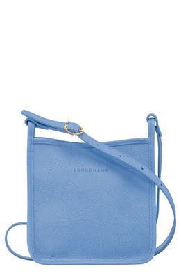 Longchamp Small Le Foulonné Leather Crossbody Bag in Cloud Blue