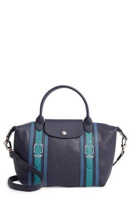 Longchamp Small Le Pliage Bridle Leather Tote in Navy
