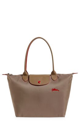 Longchamp Small Le Pliage Recycled Canvas Shoulder Tote in Brown