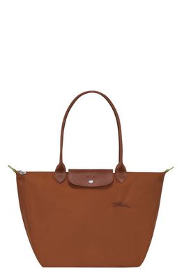 Longchamp Small Le Pliage Recycled Canvas Shoulder Tote in Cognac