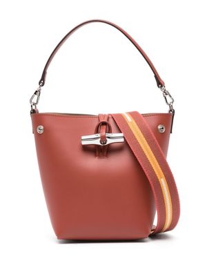 Longchamp small Roseau leather bucket bag - Brown