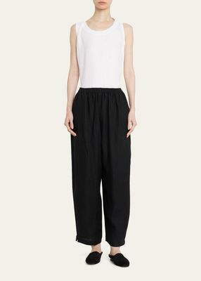 Longer Japanese Linen Trousers with Ankle Slits
