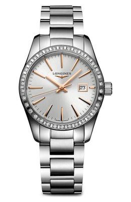 Longines Conquest Classic Diamond Bracelet Watch, 29mm in Silver 