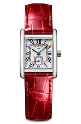 Longines DolceVita II Automatic Leather Strap Watch, 29mm x 21.5mm in Red 