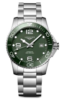 Longines HydroConquest Automatic Bracelet Watch, 41mm in Green/Silver 