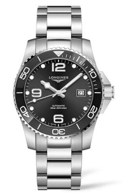 Longines HydroConquest Automatic Bracelet Watch, 41mm in Silver/Black/Silver 