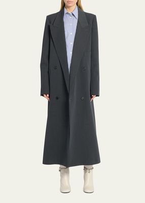 Longline Double-Breasted Wool Peacoat