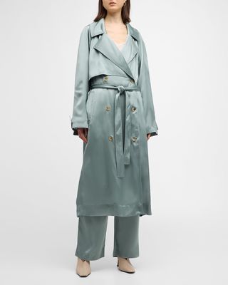 Lonna Satin Belted Trench Coat