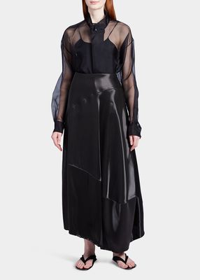 Lopa Asymmetric Paneled Silk Maxi Skirt