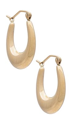 Loren Stewart Dome Hammock Hoop Earrings in Metallic Gold.