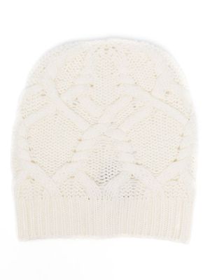 Lorena Antoniazzi cable-knit cashmere beanie - White
