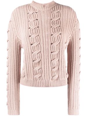 Lorena Antoniazzi cable-knit long-sleeved jumper - Pink
