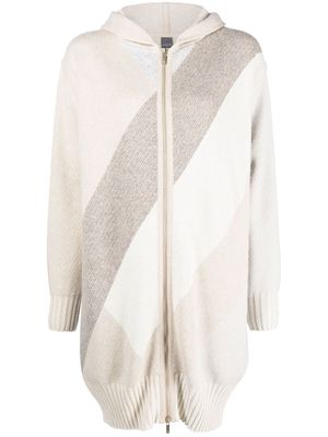 Lorena Antoniazzi colour-block hooded cardi-coat - Neutrals