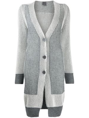 LORENA ANTONIAZZI colour-block ribbed-knit cardi-coat - Grey
