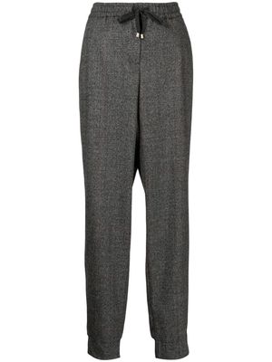 Lorena Antoniazzi drawstring-waistband check-print trousers - Grey