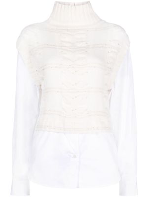 Lorena Antoniazzi high-neck layered shirt - White