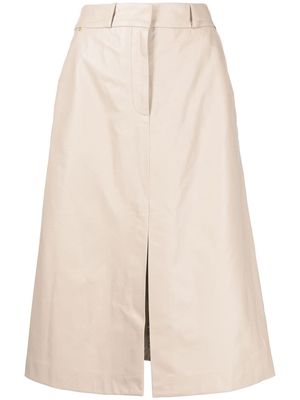Lorena Antoniazzi high-waisted leather midi skirt - Neutrals