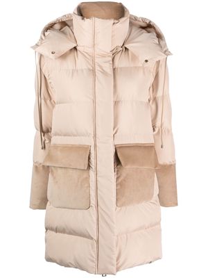 Lorena Antoniazzi hooded panelled padded coat - Neutrals