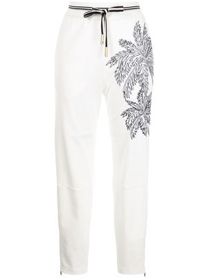 Lorena Antoniazzi palm tree embroidered track trousers - White
