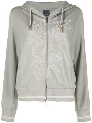 Lorena Antoniazzi palm tree-embroidered zipped hoodie - Green