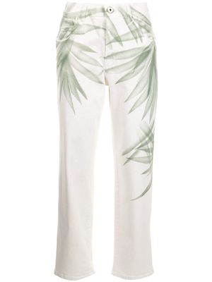 Lorena Antoniazzi palm tree-print straight leg jeans - White