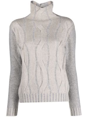 Lorena Antoniazzi roll-neck cable-knit jumper - Grey