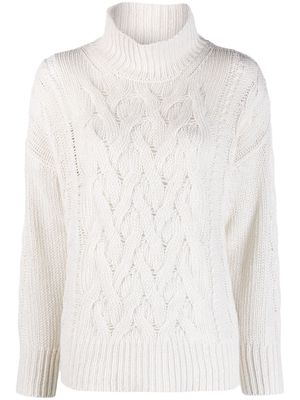 Lorena Antoniazzi roll-neck cable-knit jumper - White
