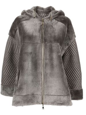 Lorena Antoniazzi sheepskin hooded jacket - Grey