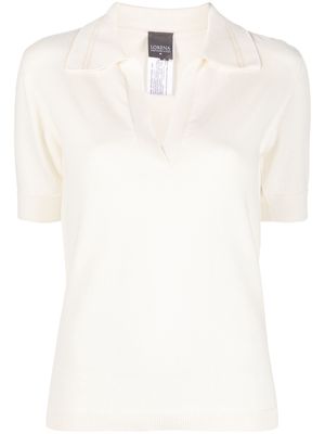 Lorena Antoniazzi short-sleeve knitted polo shirt - Neutrals