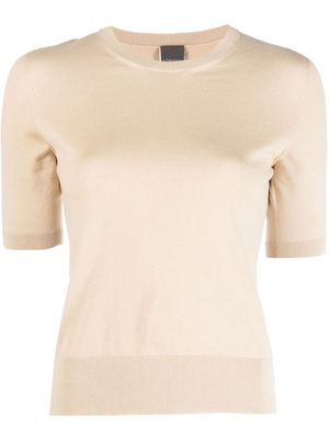 Lorena Antoniazzi short-sleeved knitted top - Neutrals