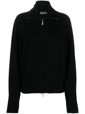 Lorena Antoniazzi spread-collar virgin wool-blend cardigan - Black