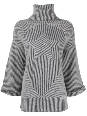 Lorena Antoniazzi star-embroidered roll-neck jumper - Grey