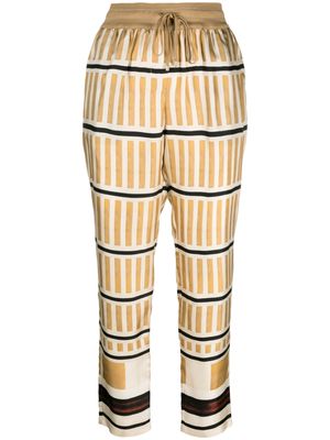 Lorena Antoniazzi stripe-print cropped trousers - Neutrals