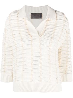 Lorena Antoniazzi three-quarter knitted polo shirt - White