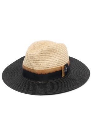 Lorena Antoniazzi two-tone interwoven beach hat - Neutrals