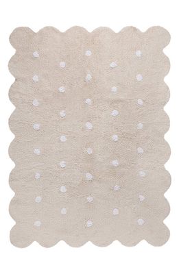 Lorena Canals Biscuit Polka Dot Washable Cotton Blend Rug in Beige