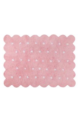 Lorena Canals Biscuit Polka Dot Washable Cotton Blend Rug in Pink
