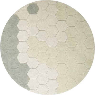 Lorena Canals Honeycomb Washable Cotton Blend Round Rug in Blue Sage 