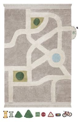 Lorena Canals Kids' Wasahable Ecocity Play Rug in Stone Beige Natural Aqua