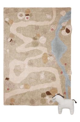 Lorena Canals Kids' Wasahable Path Play Rug in Natural Olive Pearl Blue