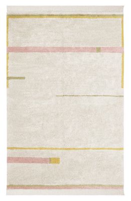 Lorena Canals Lane Fringe Trim Washable Cotton Blend Rug in Vintage Blush